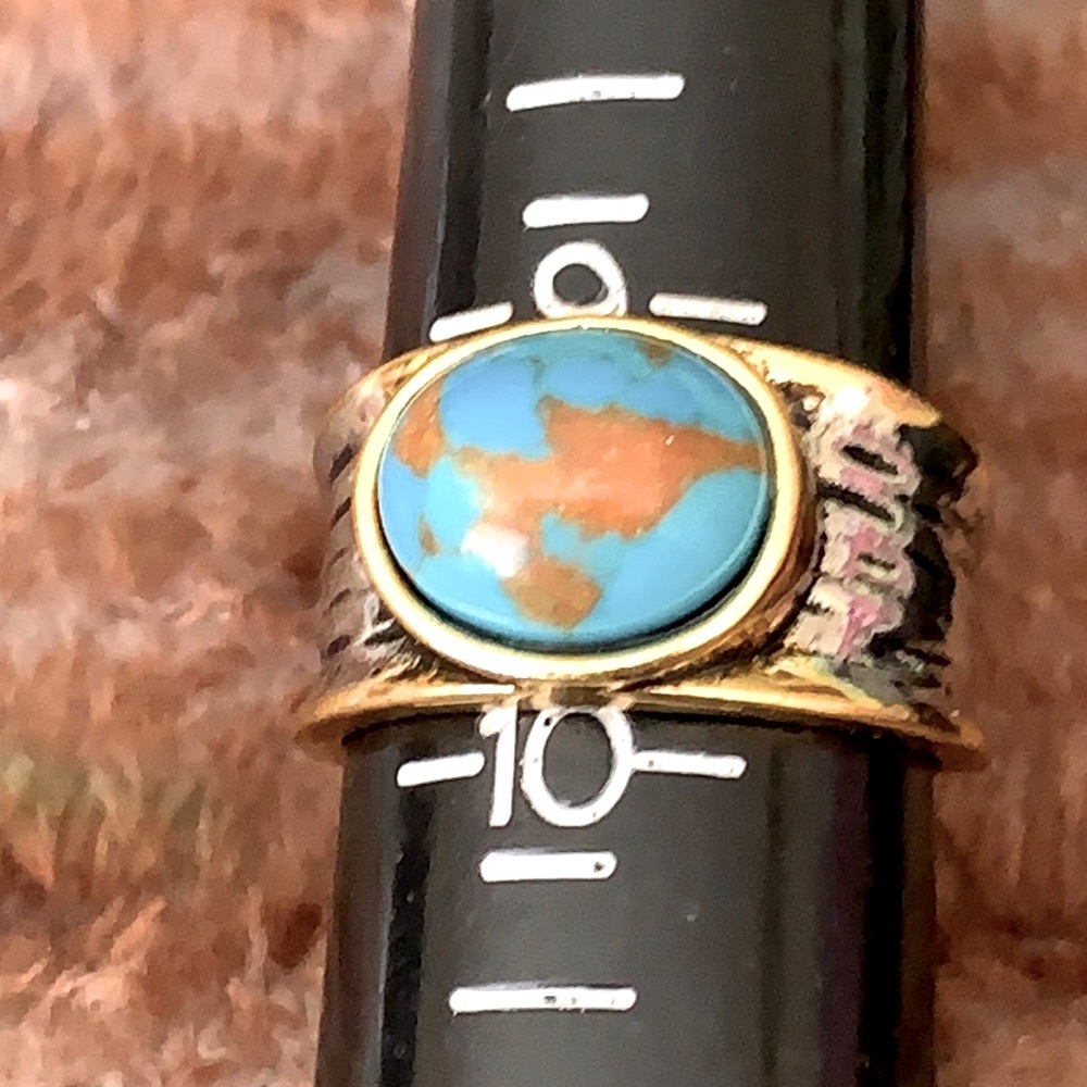 Silver and Yellow tone Turquoise Band 9